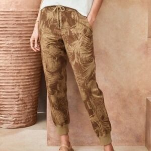 Garnet Hill Beachwood Palm Brown Joggers Women's Medium